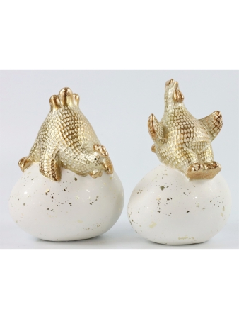 Deko Hühner Gold Weiß Keramik