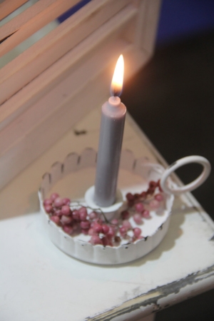 Kerzenständer Kammerleuchte für  Baumkerzen weiss mit Tropfschale Shabby