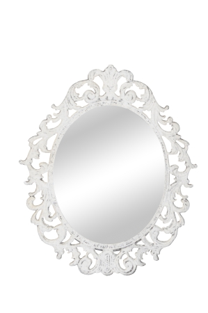 Spiegel oval mit Verzierung weiß