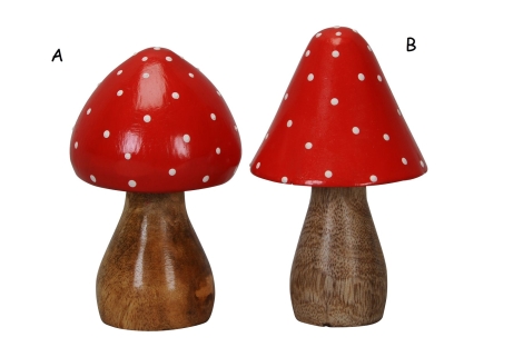 Pilz mit roter Kappe und weißen Punkten aus Holz 2 Modelle