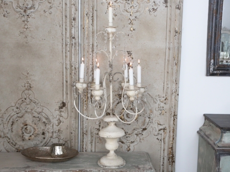Kerzenleuchter Krone Lilie Metall Shabby Vintage Landhaus Weihnachten Silber