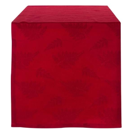 Tischläufer mit Blatt Motiv 45 x 160 cm Rot