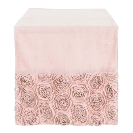Tischläufer Rosen Rüschen rosa 45 x 150 cm