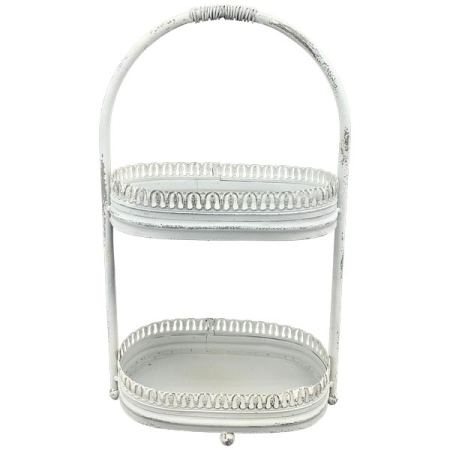 2-er Etagere Shabby Chic creme