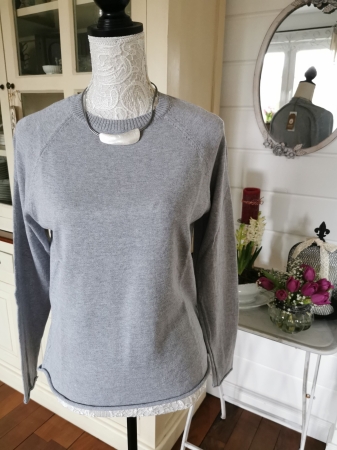 Pullover in grau aus feiner Bio Baumwwolle Gr. 36-38