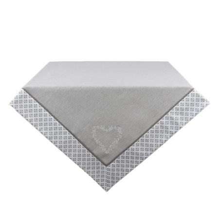 Tischdecke Landhausstil grau weiß 100 x 100 cm