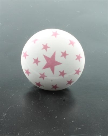 Star Sterne Möbelknopf Möbelknaufe Porzellan rosa