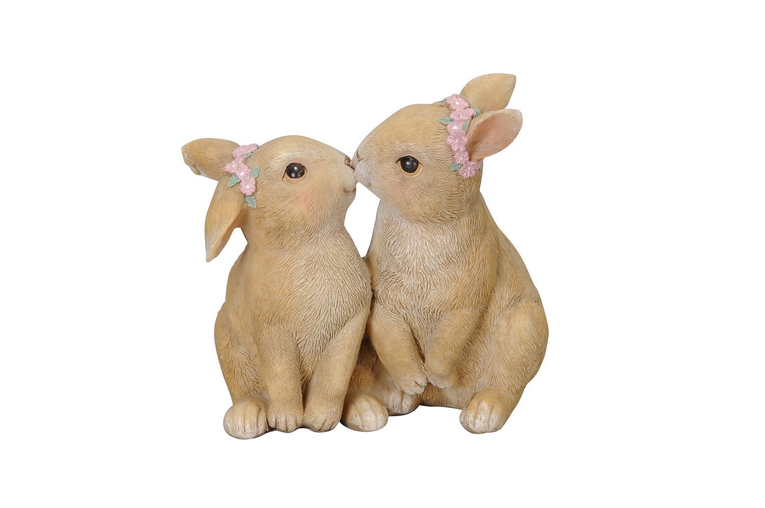 Romantisches Hasenpaar Blumenkranz Osterdeko Kaninchen Nostalgie Shabby H.10 cm