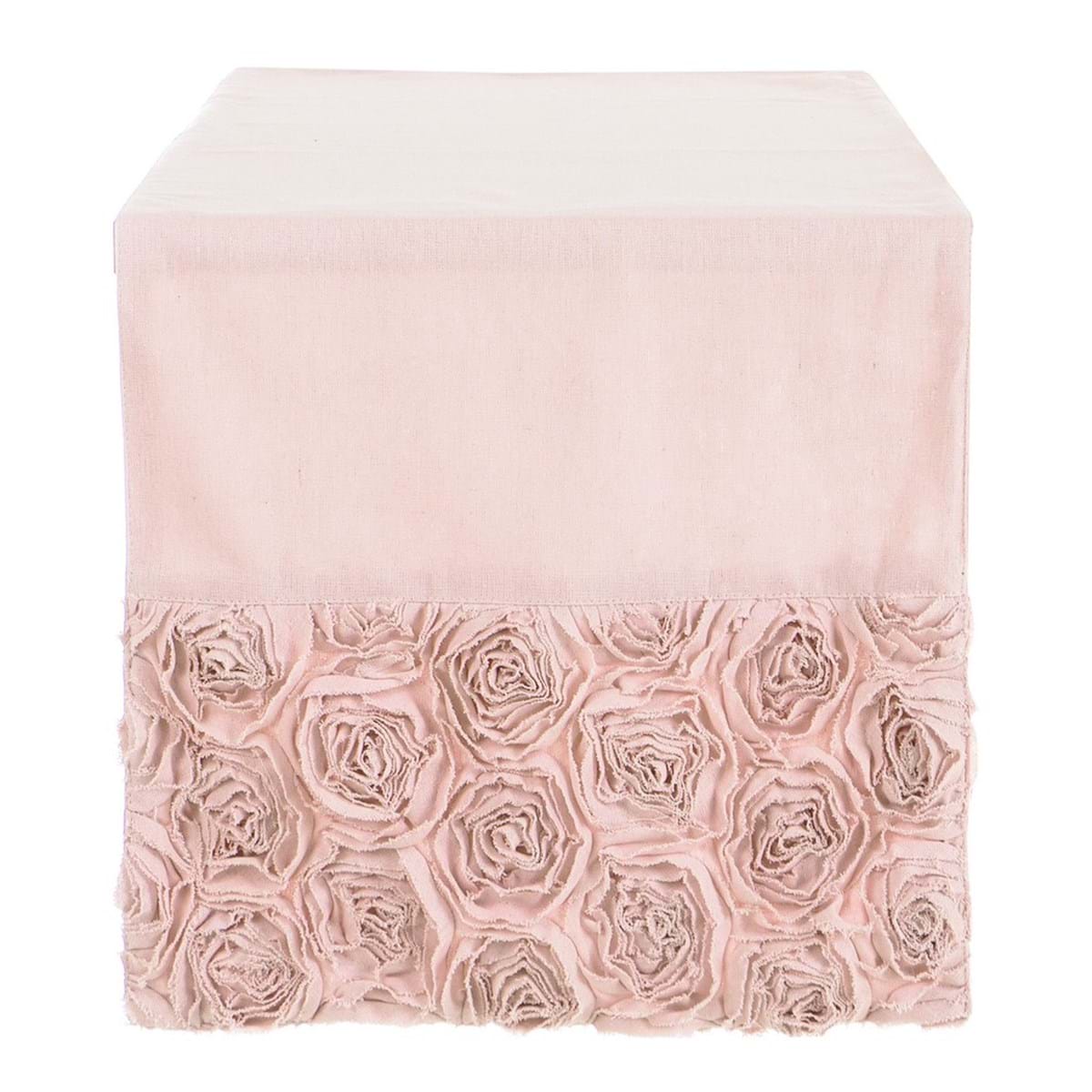 Tischläufer Rosen Rüschen I x rosa cm 45 150
