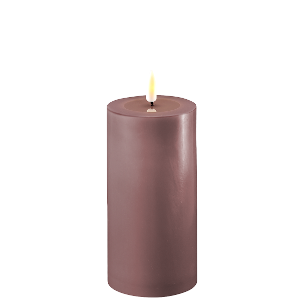 LED Kerze lila reale Flamme 7,5 x 15 cm H