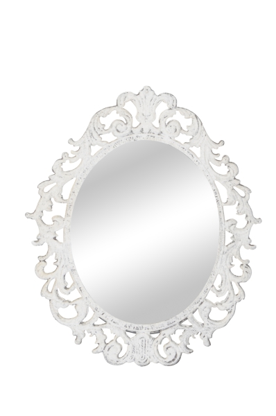 Spiegel oval mit Verzierung weiß