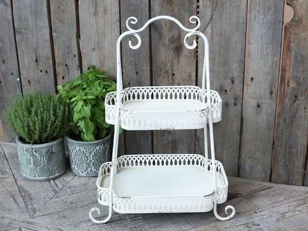 Etagere Shabby Chic Antique Metall weiss