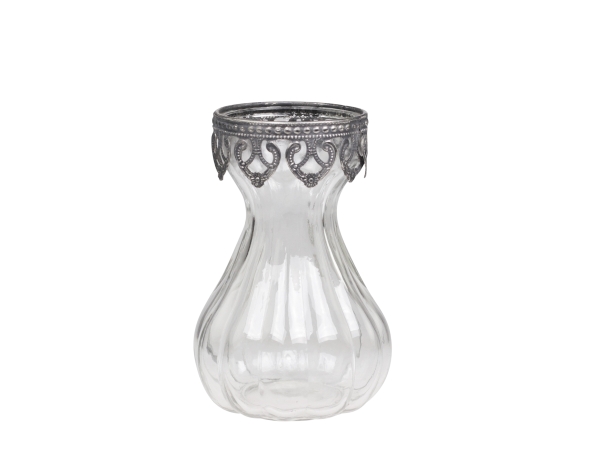 Vase Glas Silber Dekor Chic Antique