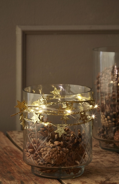 Glas Windlicht Vase mit Schliff