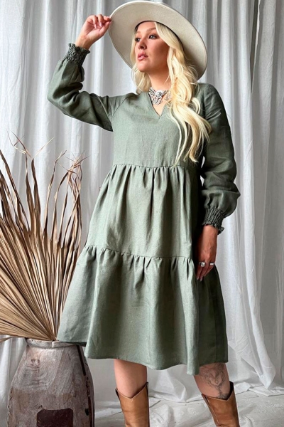 Bypias Lindsay Linen Dress green