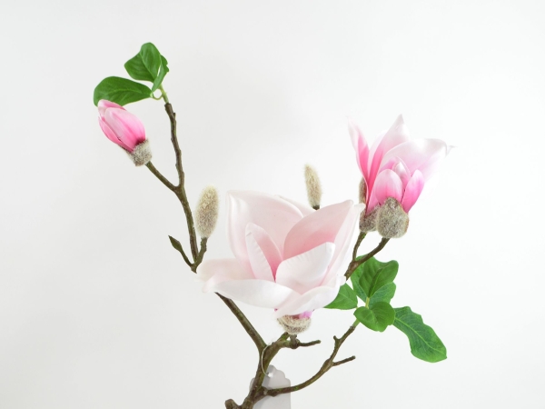 Magnolienast Kunstblume Rosa Weiß