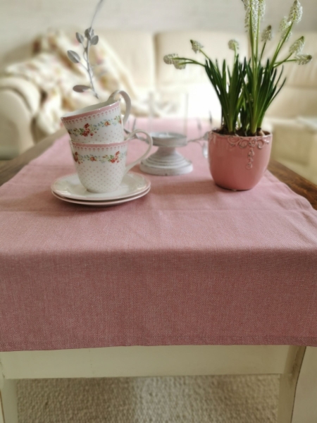Tischlaufer 50x150cm rosa weiß creme einfarbig