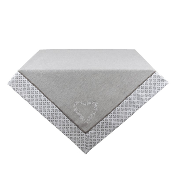 Tischdecke  grau weiß 100x100 cm