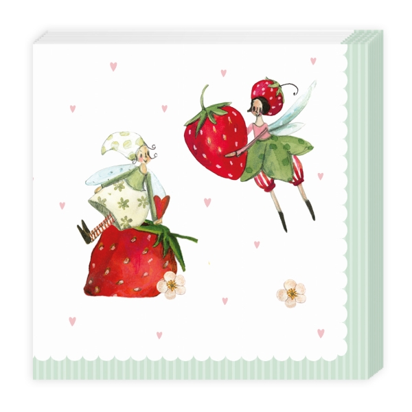 Papierserviette Erdbeeren Elfe Leffler Grätz