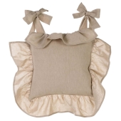 Stuhlkissen Bezug Beige 40 x 40 cm mit Rüsche 12 cm