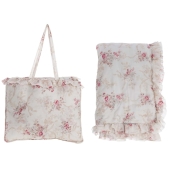 Tagesdecke Rosen mit Voilant 260 x 260 cm Landhausstil