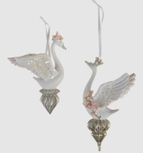 Schwan Dekoanhänger Weiß Silber  Rosa 16 cm H