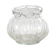 Vase bauchig mit Steckhilfe Steckgitter abnehmbar weiß in 2 Größen
