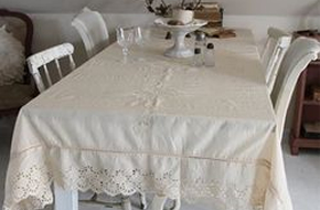 Van Deurs Tischdecke Rose 140x140 Table Cloth Weiß Shabby Vintage Landhaus